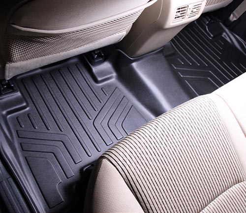 MAXLINER Fit Floor Mats 2nd Row Liner Black for 2017-2021 Super Duty Crew with Vinyl Flooring and 2nd Row Bench Seat